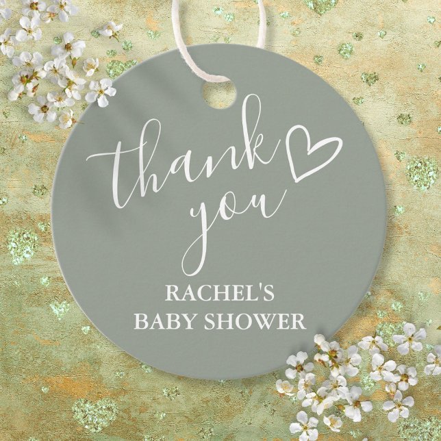 Sage Green Neutral Baby Shooting Script Vielen Dan Geschenkanhänger (Sage Green Neutral Baby Shower Scrip Thank You Favor Tags)