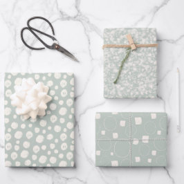 Sage Green Neutral Elegantes Abstraktes Muster Geschenkpapier Set