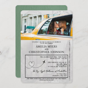 Sage Green New York City Passport Hochzeit Einladung
