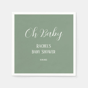 Sage Green Oh Baby Script Niedlich Moderne Babydus Serviette