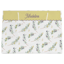Sage Green Olive Branch Monogram Name Große Geschenktüte