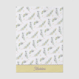 Sage Green Olive Branch Monogram Name Seidenpapier
