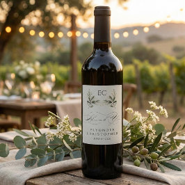 Sage Green Olive Branch Monogram Thank You Card Weinetikett