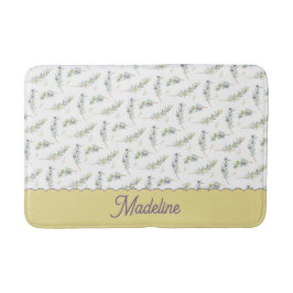 Sage Green Olive Branch Pattern Monogram Badematte