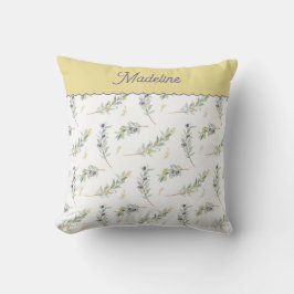 Sage Green Olive Branch Pattern Monogram Name Kissen
