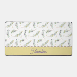 Sage Green Olive Branch Pattern Monogram Name Schreibtischunterlage