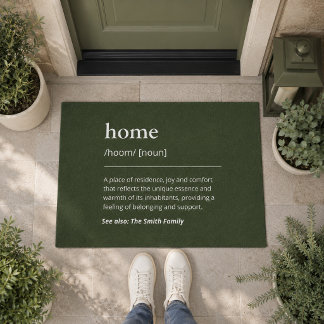 Sage Green Olive Familienname Minimalistische Typo Fußmatte