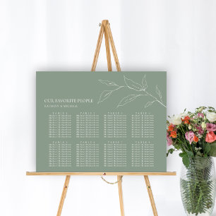 Sage Green Olive Leaf Hochzeit 8 Tisch Sitzplätze Poster