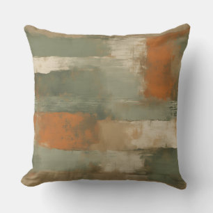 Sage Green Olive Orange Beige Abstrakt Kissen