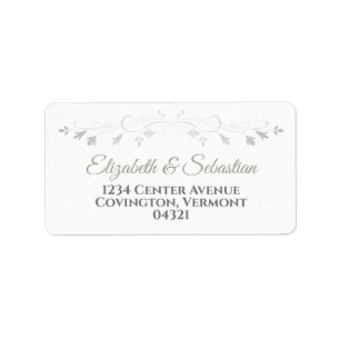 Sage Green on White Elegant Wedding Address Label Adressaufkleber