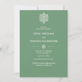 Sage Green Ornament Hochzeit Einladung