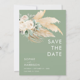 Sage Green Pampas Grass Boho Save the Date Einladung