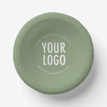 Sage Green Paper Bowls Custom Printed Company Logo
