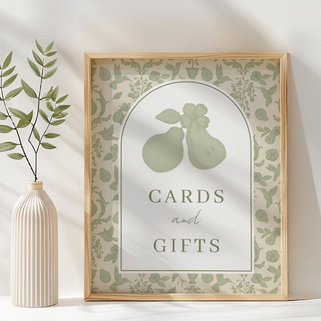 Sage Green Perfect Pear Brautparty Cards & Gift Poster (Cards & Gifts Sign)