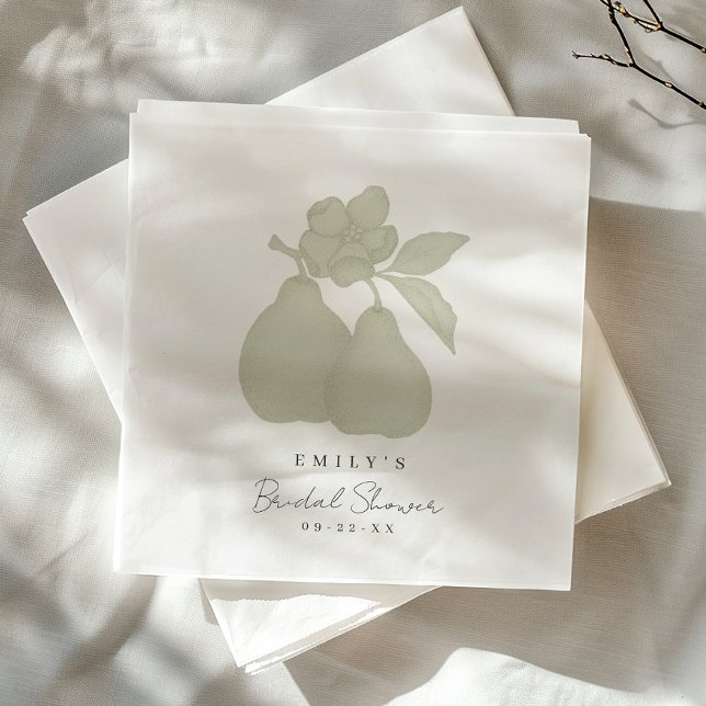 Sage Green Perfect Pear Brautparty Napkin Serviette (Pear Napkins)