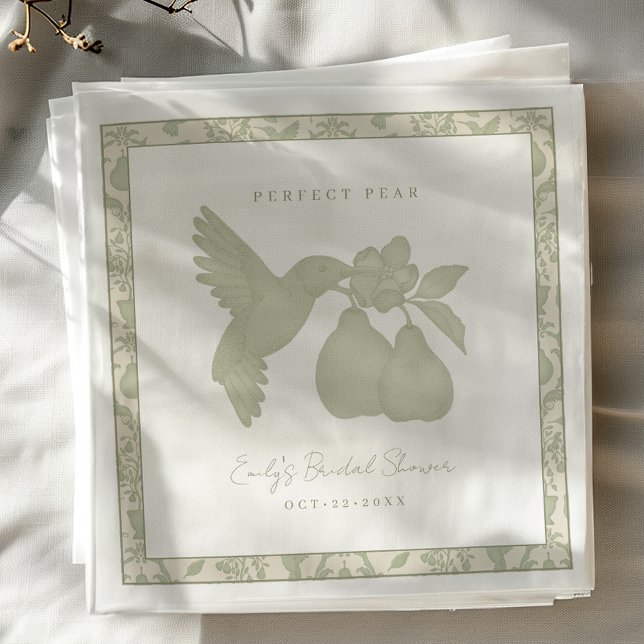 Sage Green Perfect Pear Brautparty Napkins Serviette (Perfect Pear Bridal Shower Napkins)