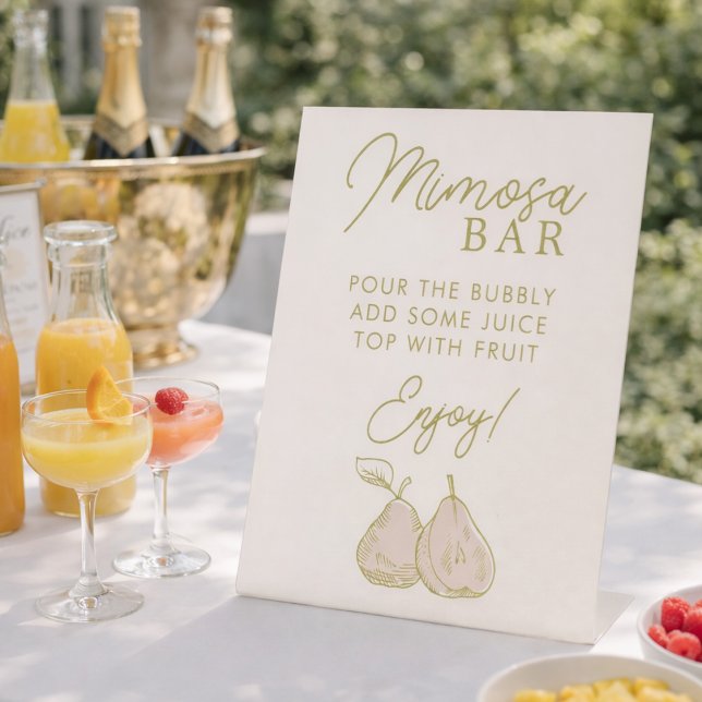 Sage Green Perfect Pear Bridal Shower Mimosa Bar Sockelschild (Von Creator hochgeladen)