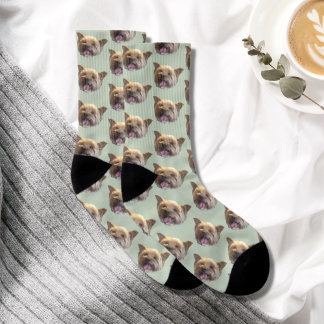 Sage Green Personalisiert Pet Foto Weihnachtsgesch Socken