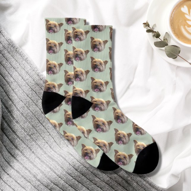 Sage Green Personalisiert Pet Foto Weihnachtsgesch Socken (Von Creator hochgeladen)