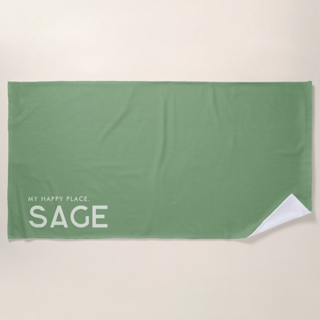 Sage Green Personalisiert Slogan Strandtuch (Vorderseite)