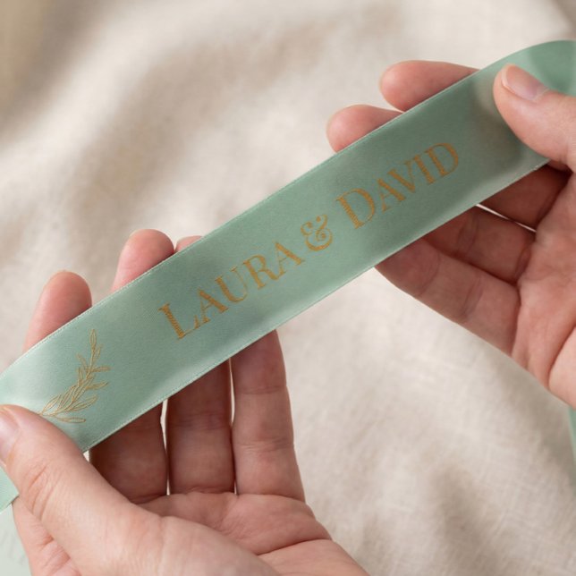 Sage Green Personalisiert Wedding Gift Ribbon Satinband (Von Creator hochgeladen)