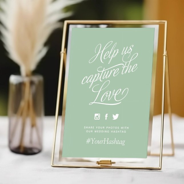 Sage Green Personalisiert Wedding Hashtag Sign (Von Creator hochgeladen)