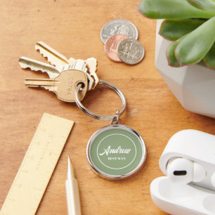 Sage Green Personalisiert Wedding Trauzeuge Schlüsselanhänger