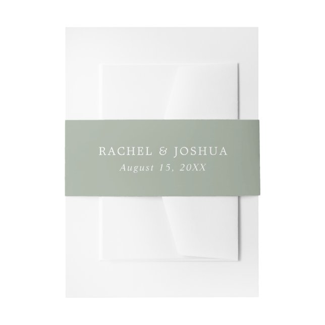 Sage Green | Personalisierte Hochzeit Einladungsbanderole (Vorderseite Beispiel)