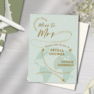 Sage Green Petals Reisen zu Frau Brautparty Einladung