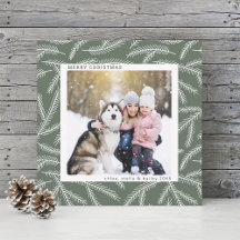 Sage Green | Pine Branch Christmas Foto Square