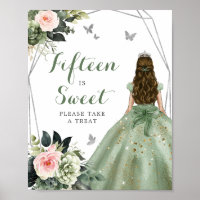 Sage Green Pink Blush XV Años Fünfzehn ist süß