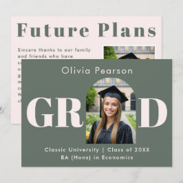 Sage Green & Pink Modern Arch Photo Graduation Ankündigung