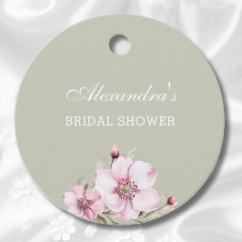 Sage Green Pink Roses Brautparty Vielen Dank Geschenkanhänger
