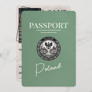 Sage Green Poland Passport Save the Date
