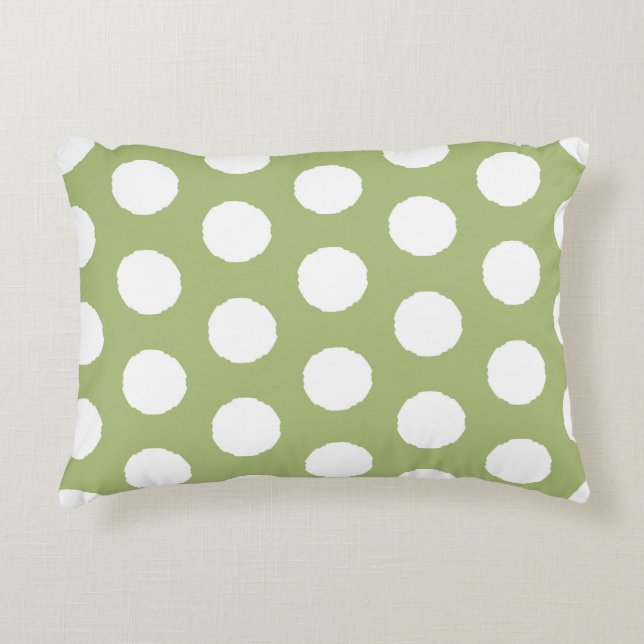 Sage Green Polka Dots Dekokissen (Vorderseite)