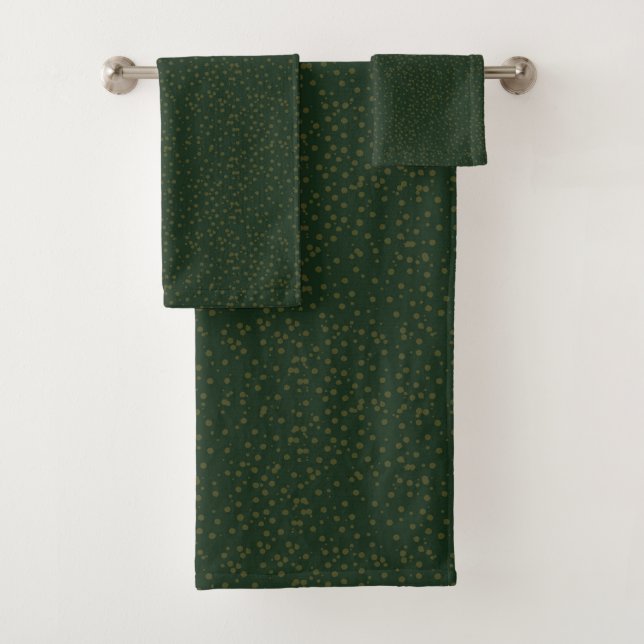 Sage Green Polka Dots Modern Pattern Badhandtuch Set (Insitu)