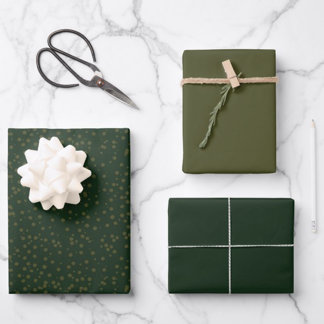 Sage Green Polka Dots Modern Pattern Geschenkpapier Set (Vorderseite)