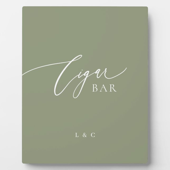 Sage Green Premium Wedding Cigar Bar Sign Fotoplatte (Vorderseite)