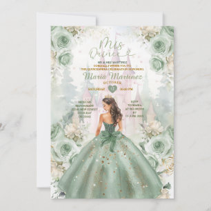 Sage Green Princess Castle und Forest Mis Quince Einladung