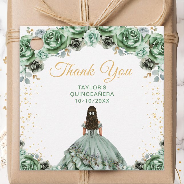 Sage Green Princess Quinceañera Vielen Dank Geschenkanhänger (Von Creator hochgeladen)