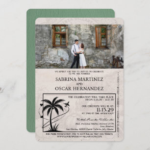 Sage Green Puerta Vallarta Passport Wedding Einladung