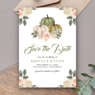 Sage Green Pumpkin Peach Floral Wedding Save The Date