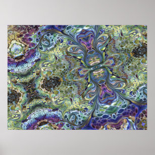 Sage green, purple blue Motif Abstract  Poster