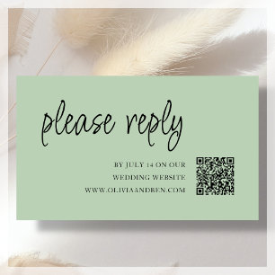 Sage Green QR-Code HochzeitsrSVP Begleitkarte