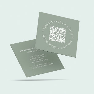 Sage Green QR Code l Beruflich Clean Elegant Quadratische Visitenkarte