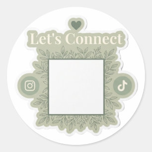 Sage Green QR Code Lass uns verbinden Kleiner Gesc Runder Aufkleber