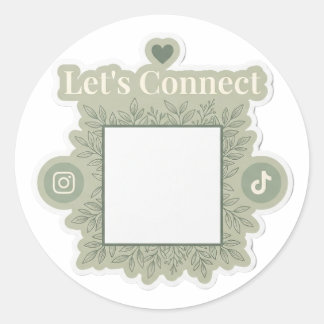 Sage Green QR Code Lass uns verbinden Kleiner Gesc Runder Aufkleber