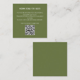 Sage Green QR Code Modern Wedding Details Minimal Begleitkarte