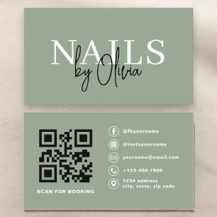 Sage Green QR Code Nagelspezialist Artist Visitenkarte