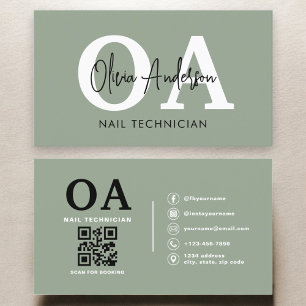 Sage Green QR Code Nagelspezialist Artist Visitenkarte